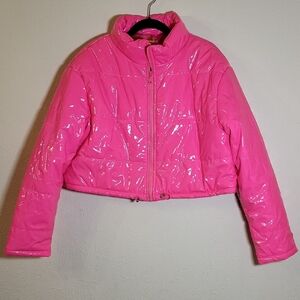 Daisy Neon Pink Cropped Puffer Jacket